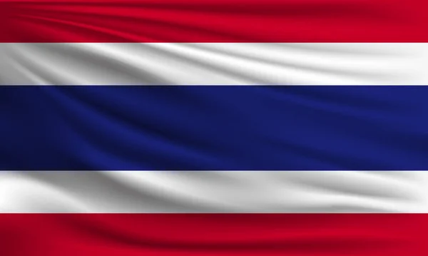 Vector Vlag Van Thailand Zwaaien Closeup Stijl Achtergrond Illustratie — Stockvector