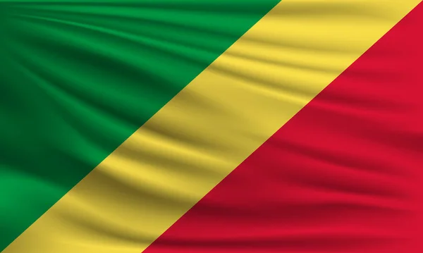 Vektor Flagga Kongo Viftande Närbild Stil Bakgrund Illustration — Stock vektor
