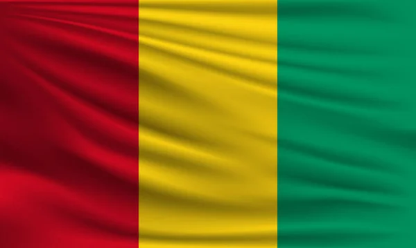 Vektorová Vlajka Guineje Mávající Detailním Stylem Pozadí Ilustrace — Stockový vektor