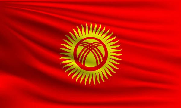 吉尔吉斯斯坦的矢量旗帜挥动特写风格背景图解 — 图库矢量图片