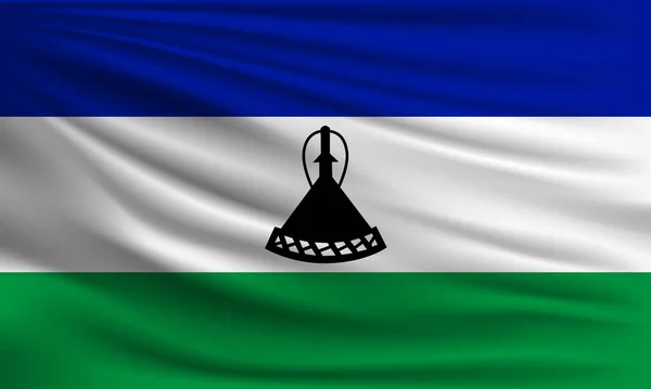 Векторный Флаг Лесото Размахивающий Фоновой Иллюстрацией Крупным Планом — стоковый вектор