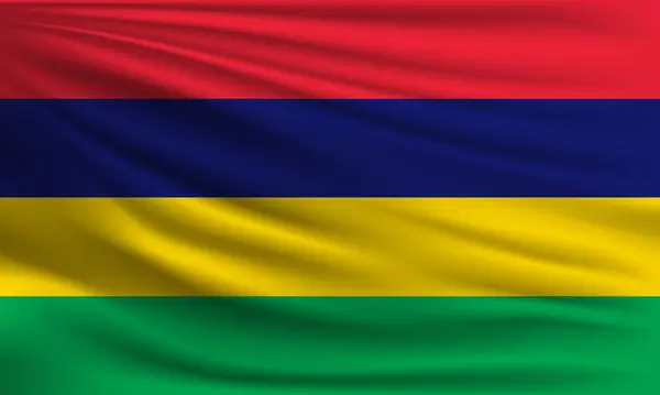 Vektor Flagga Mauritius Viftande Närbild Stil Bakgrund Illustration — Stock vektor