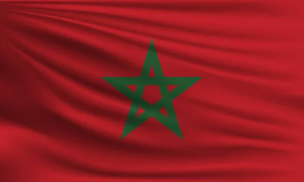 Bandera Vectorial Marruecos Ondeando Primer Plano Estilo Fondo Ilustración — Archivo Imágenes Vectoriales