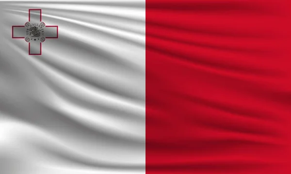 Bandeira Vetorial Malta Acenando Closeup Estilo Fundo Ilustração —  Vetores de Stock