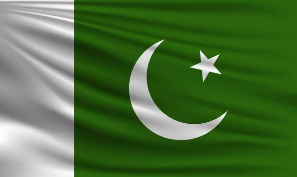 巴基斯坦的矢量旗帜挥动特写风格背景图解 — 图库矢量图片