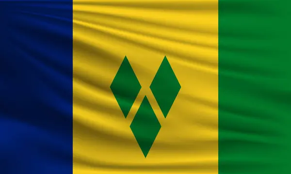 Vector Zászló Szent Vincent Grenadine Integető Closeup Stílus Háttér Illusztráció — Stock Vector