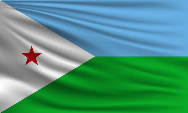 Vector Flag Djibouti Waving Closeup Style Background Illustration — Stock Vector