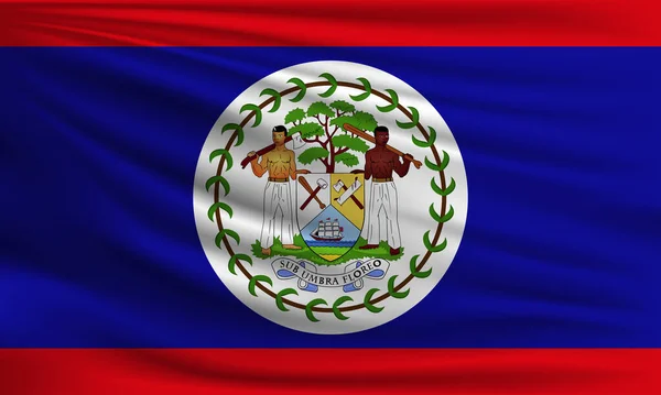 Vektor Zászló Belize Integetett Closeup Stílus Háttér Illusztráció — Stock Vector