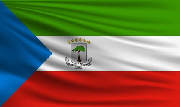 Bandera Vectorial Guinea Ecuatorial Ondeando Primer Plano Estilo Fondo Ilustración — Archivo Imágenes Vectoriales