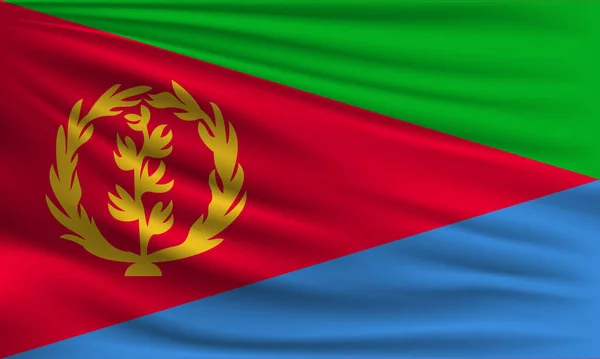 厄立特里亚的矢量旗帜挥动特写风格背景说明 — 图库矢量图片
