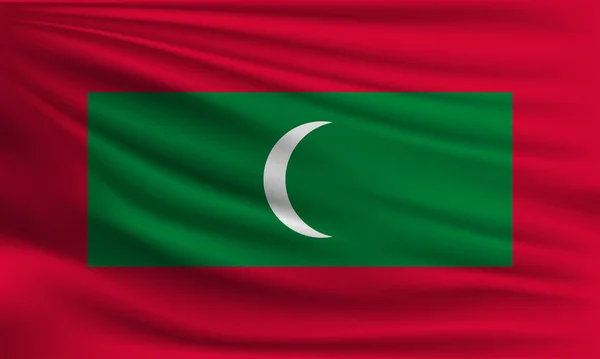 马尔代夫的矢量旗帜挥动特写风格背景说明 — 图库矢量图片