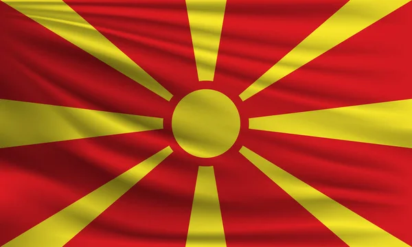 Vector Flag North Macedonia Tobago Waving Closeup Style Background Illustration — Stock Vector