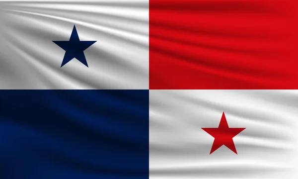 Vector Flag Panama Waving Closeup Style Background Illustration — Stock Vector