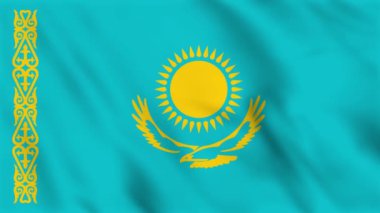 Kazakistan 'ın sallanan bayrağının döngülü arka plan canlandırması