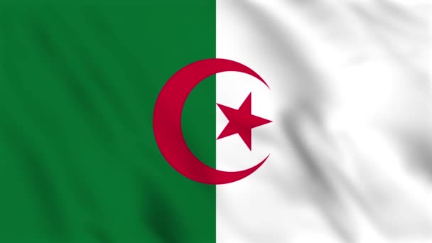 Looped Φόντο Animation Της Κυματίζει Σημαία Της Αλγερίας — Αρχείο Βίντεο