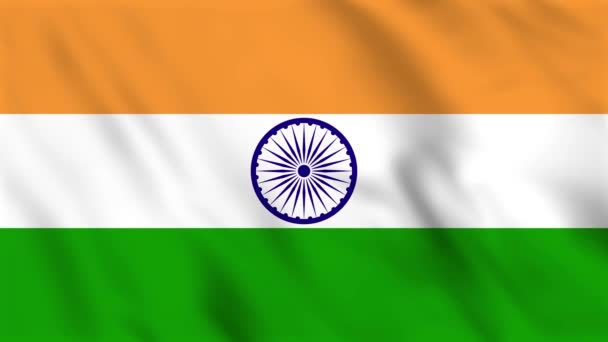 Циклическая Фоновая Анимация Размахивающего Флагом Индии — стоковое видео
