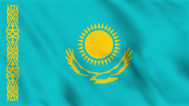 Loopas Bakgrund Animation Viftande Flagga Kazakstan — Stockvideo