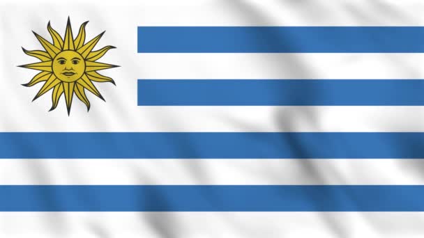 Animação Fundo Loop Bandeira Ondulante Uruguai — Vídeo de Stock