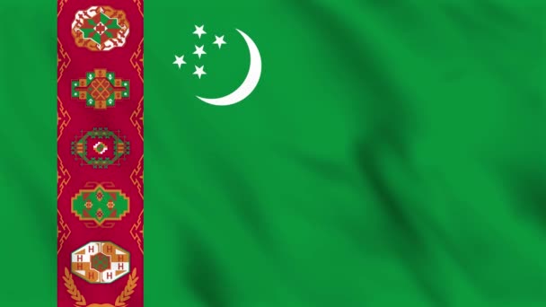Looped Background Animation Waving Flag Turkmenistan — Stock Video