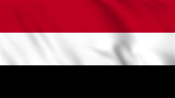 也门挥动国旗的环状背景动画 — 图库视频影像