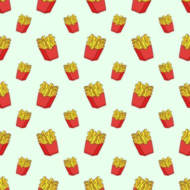 Patates kızartması Dikişsiz desen arka plan doodle.