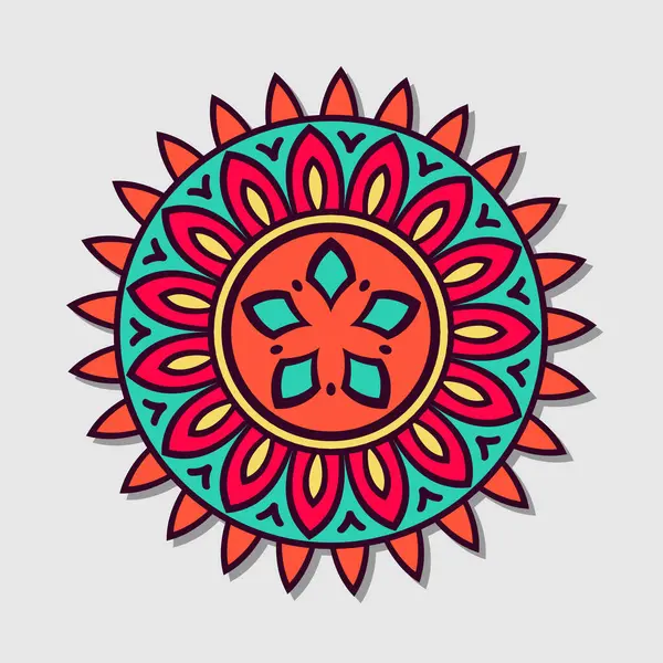 Kleurrijke Mandala Een Witte Achtergrond — Stockvector