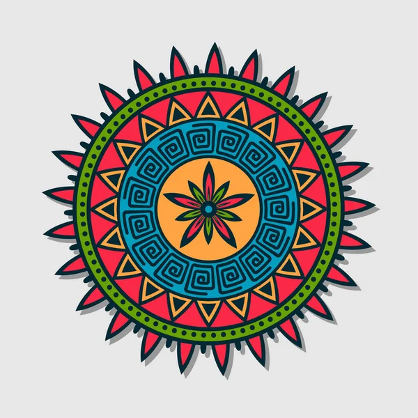 Mandala Scarabocchio Disegnato Mano Vettoriale Con Cuori — Vettoriale Stock