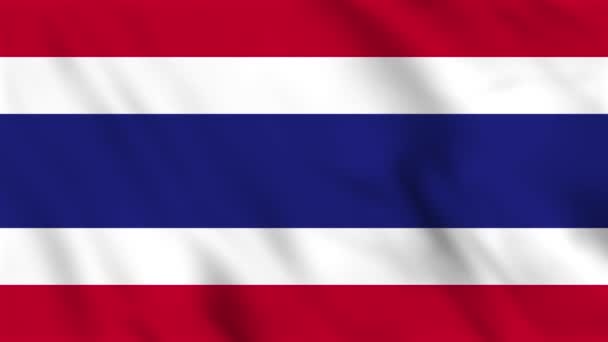 Smyčka Pozadí Animace Vlnění Vlajky Thajska — Stock video