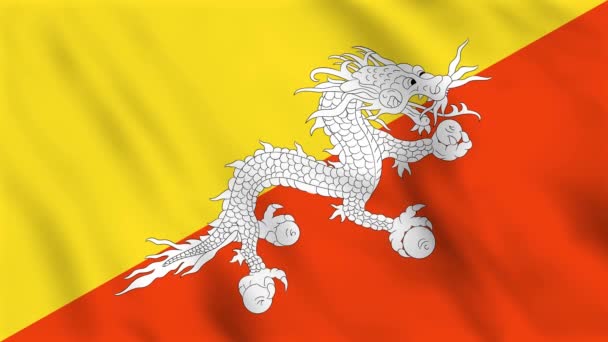 Loopas Bakgrund Animation Viftande Flagga Bhutan — Stockvideo