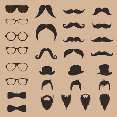 Hipster biçim simgesi kümesi vektörü.
