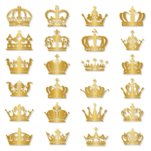 Набор Королевской Золотой Короны Градиентной Векторной Иллюстрацией Лицензионные Стоковые Иллюстрации