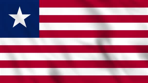 Animazione Loop Dello Sfondo Della Bandiera Sventolante Della Liberia — Video Stock