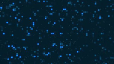 Mavi kare teknoloji arka planının animasyonuyla birlikte soyut pikselli sanat videosu arkaplanı.