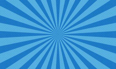 Retro çizgi roman ışınları mavi noktalar arkaplan