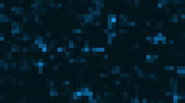 Mavi parlayan karelerin arka plan animasyonu soyut dijital teknolojiye çevriliyor