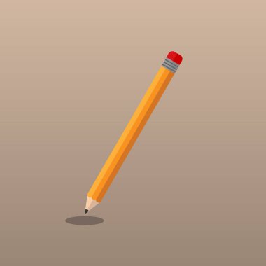 Tasarım için gölgesi olan turuncu vektör kalem