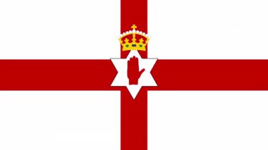 Düz bir 2D Kuzey İrlanda bayrağının görünüp kayboluşunun animasyonu