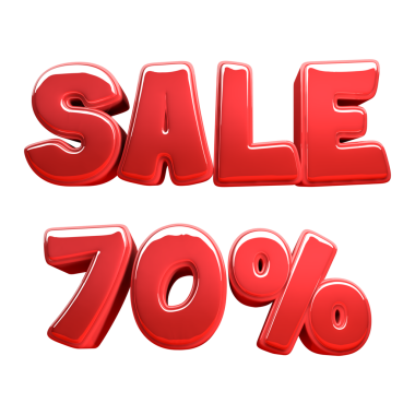 Saydam arkaplanda% 70 'lik metin kırmızı satışı