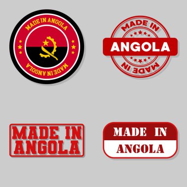 Set of four stamps with flag made in Angola clipart