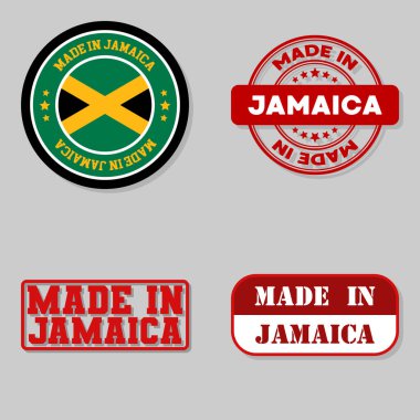 Set of four stamps with flag made in Jamaica clipart