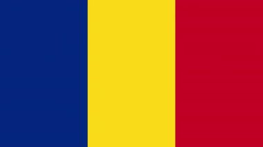 Düz bir 2D Romanya bayrağının görünüp kayboluşunun animasyonu