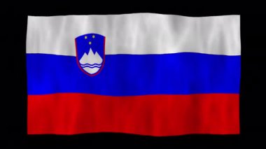 3D bir Slovenya bayrağının alfa kanalıyla sallanmasının döngüsü