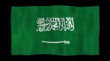 3D Suudi Arabistan bayrağını alfa kanallı dalgalandırma animasyonu