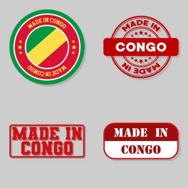 Set of four stamps with flag made in Congo clipart