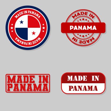 Set of four stamps with flag made in Panama clipart