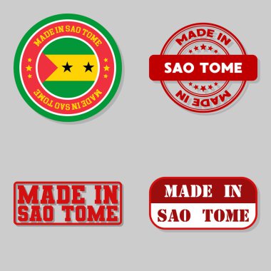 Set of four stamps with flag made in Sao Tome and Principe clipart