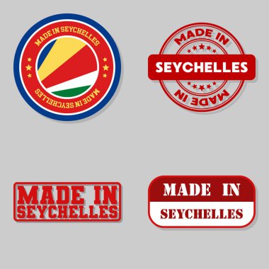 Set of four stamps with flag made in Seychelles clipart