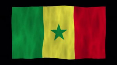 3D Senegal bayrağını alfa kanallı sallayarak döndürme canlandırması