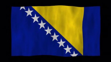 3D Bosna-Hersek bayrağını alfa kanallı dalgalandırma animasyonu