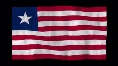 3D Liberya bayrağını alfa kanallı dalgalandırma animasyonu